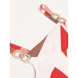 Abstract Print Chian Cami Top, Casual V Neck Random Printing Sleeveless Top, Women's Clothing