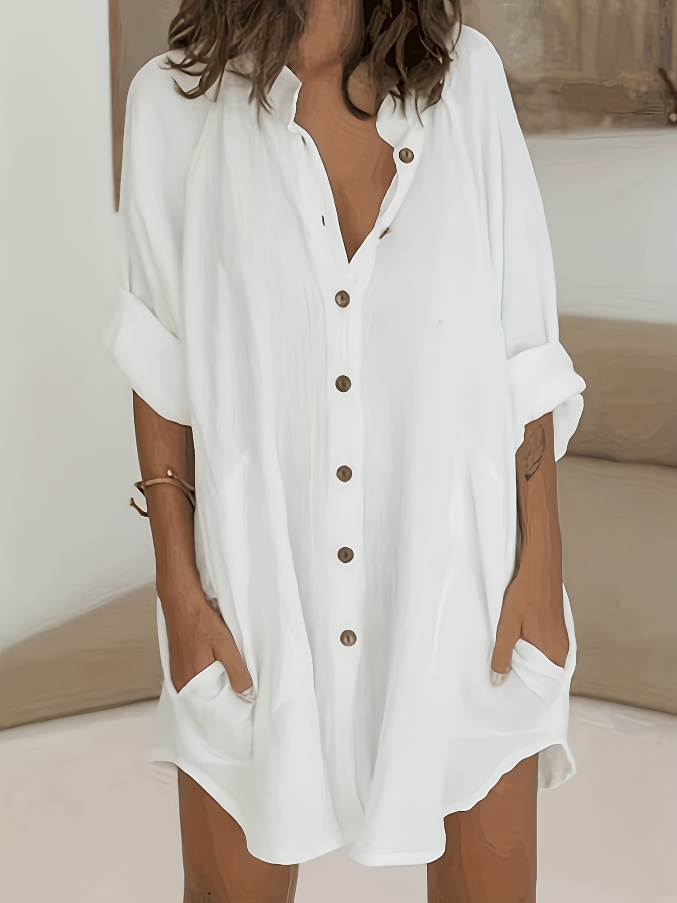 long sleeve shirt dress button up casual dress womens clothing details 27