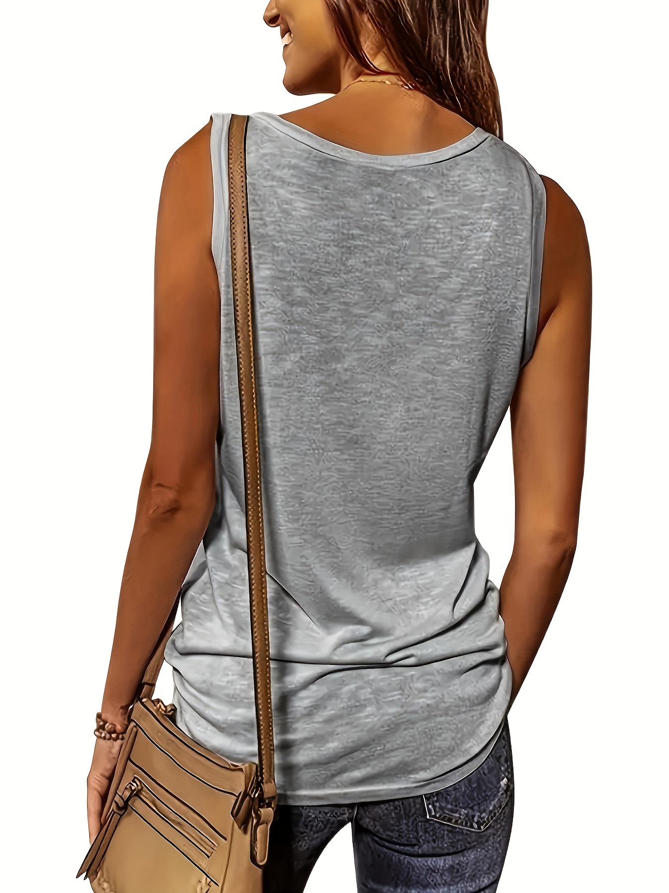 half zip solid tank top casual sleeveless summer tank top womens clothing details 28