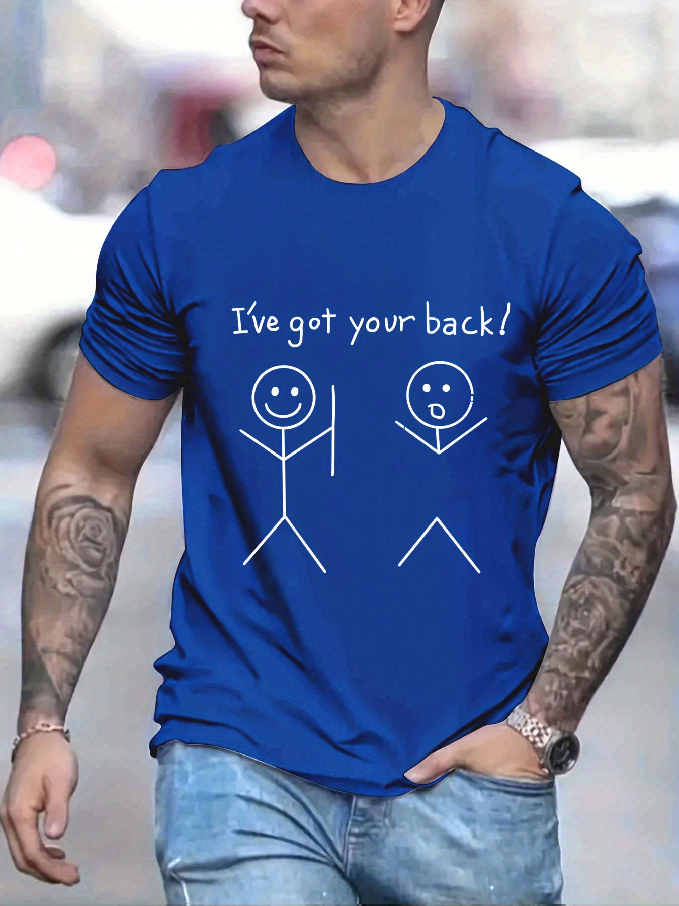 graphic t shirt, ive got your back simple drawing mens graphic t shirt casual comfy tees for summer details 2