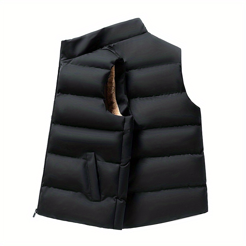 vest, mens warm fleece stand collar winter vest for outdoor activities details 2