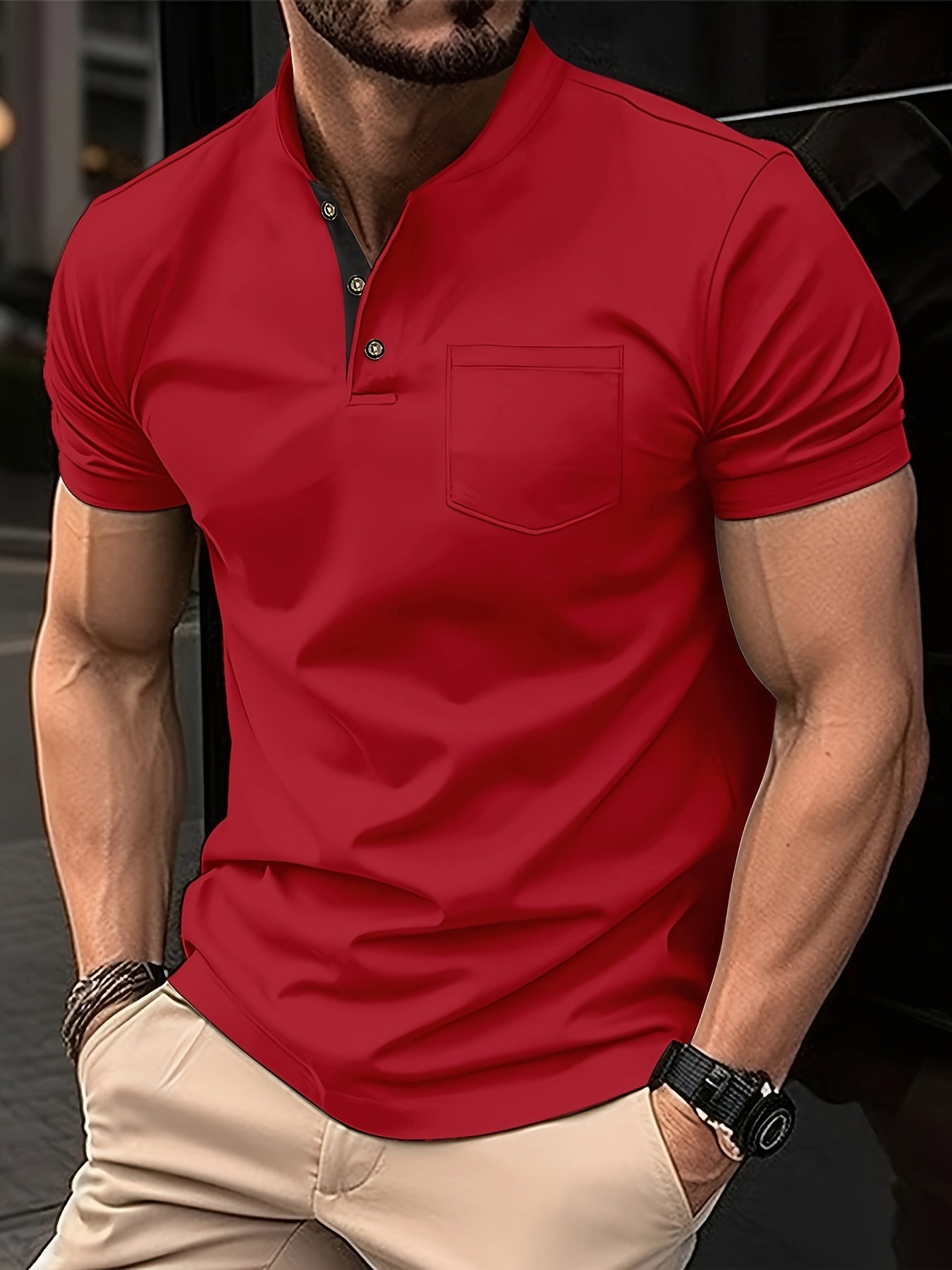 breathable regular fit golf shirt mens casual v neck t shirt short sleeve for summer mens clothing details 10