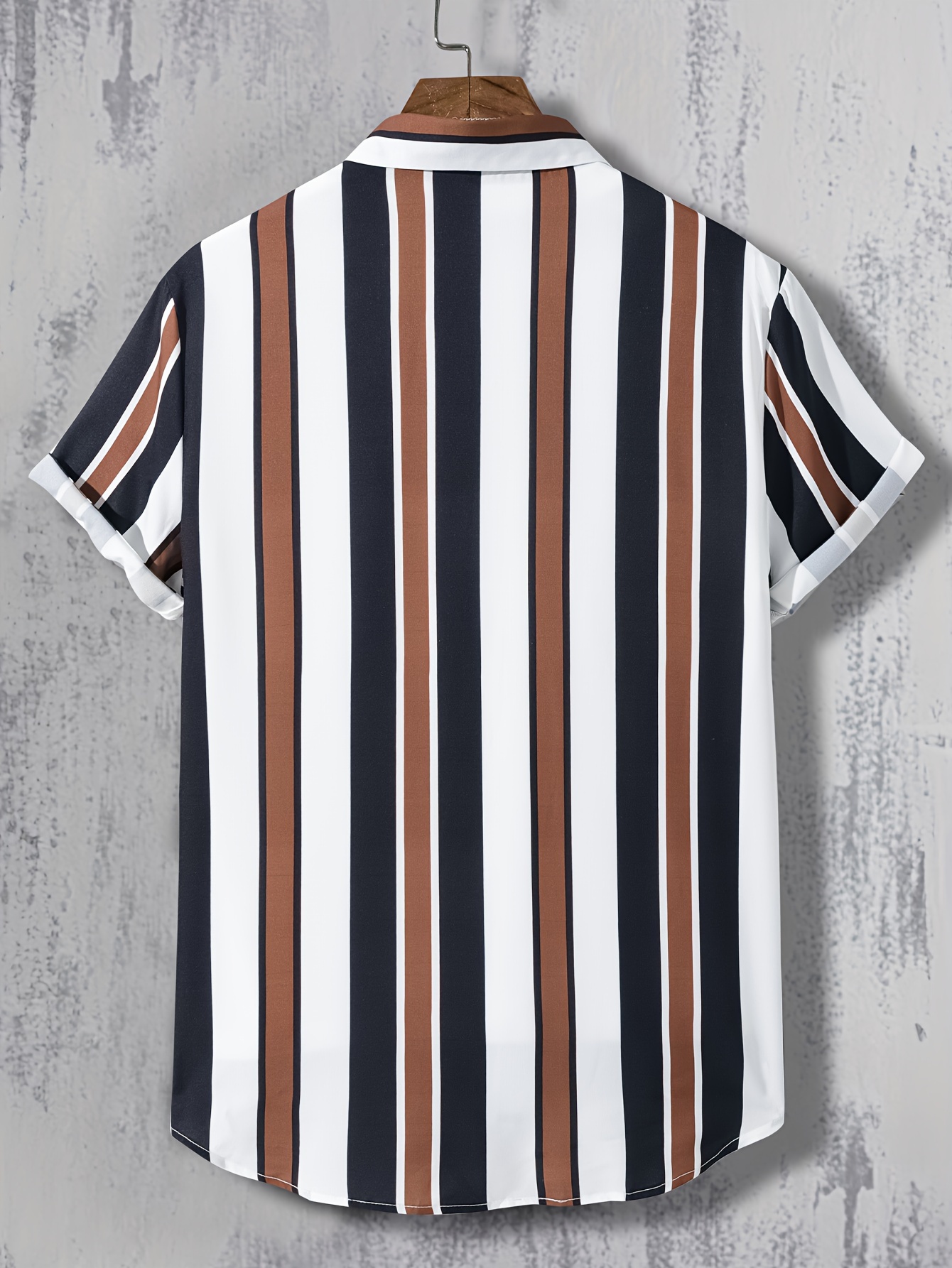 trendy stripe print mens casual short sleeve shirt mens shirt for summer vacation resort tops for men details 0